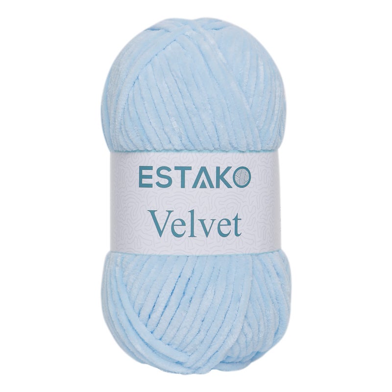 Estako Velvet Chenille Blanket amigurumi Yarn for Crocheting and Knitting Super Bulky 100 gr 132 yds 1220  Blue