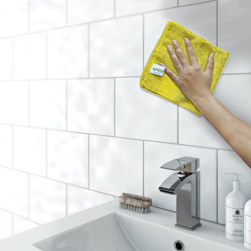 SOFTSPUN Microfiber Cleaning Cloths 5pcs 40x60cms 340GSM Yellow Highly Absorbent Lint and Streak Free Large Multi Purpose Wash Cloth for Kitchen Car Window Stainless Steel Silverware - Image 3