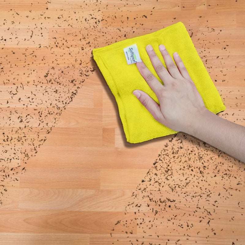 SOFTSPUN Microfiber Cleaning Cloths 5pcs 40x60cms 340GSM Yellow Highly Absorbent Lint and Streak Free Large Multi Purpose Wash Cloth for Kitchen Car Window Stainless Steel Silverware - Image 4