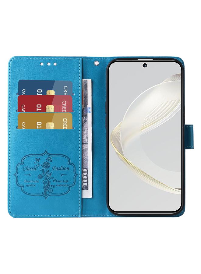 Green Tiger Case For Huawei nova 11 Pro / nova 11 Ultra Embossed Butterfly Flowers Leather Phone Case - Image 4