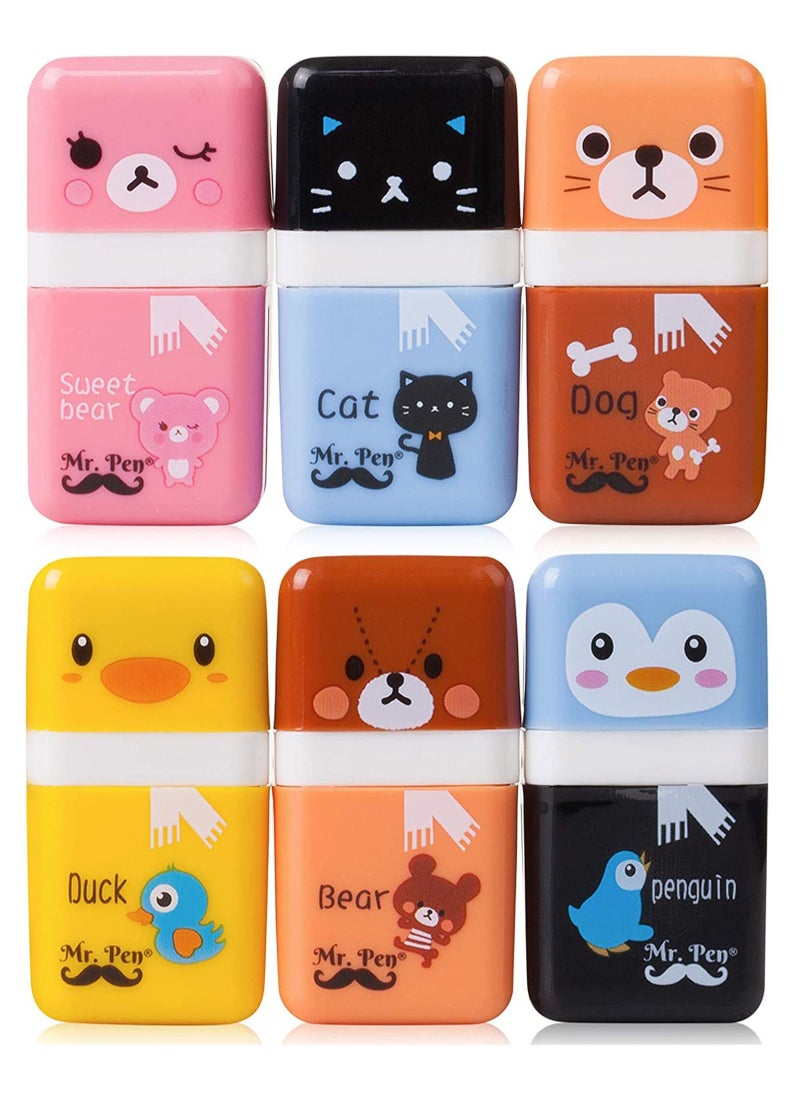 SYOSI - Pencil Eraser Shaving Roller Case for Easy Pick Up and Removal  Animal Themed Lovely and Fun Party Favor and School Supplies for Kids Back to school gift6 Pcs - Image 1