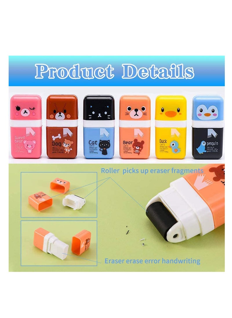 SYOSI - Pencil Eraser Shaving Roller Case for Easy Pick Up and Removal  Animal Themed Lovely and Fun Party Favor and School Supplies for Kids Back to school gift6 Pcs - Image 1
