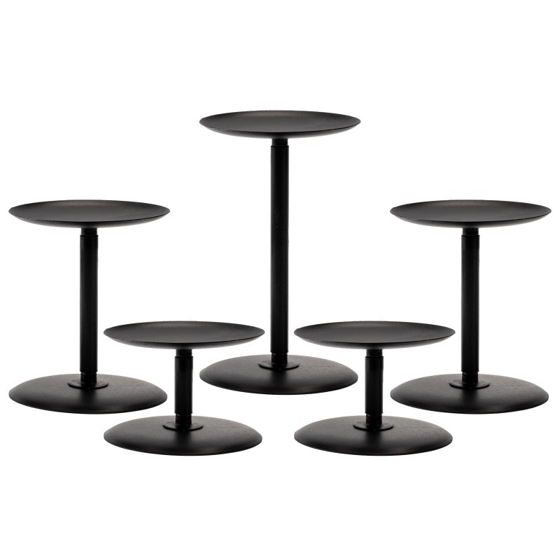 Homemory Christmas Fall Candle Holders for Pillar Candles Set of 5 Decorative Metal Candle Stands Pillar Holder Decor Black
