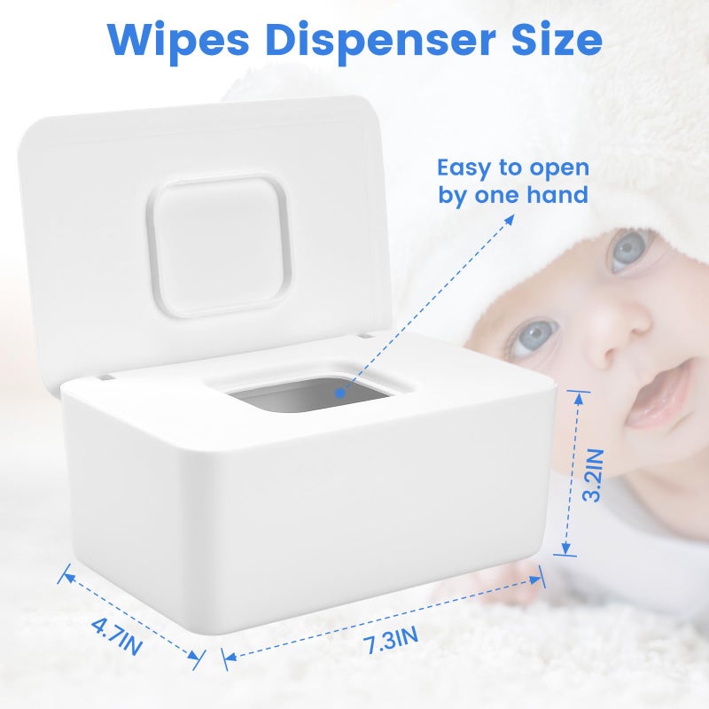 Lijroavy Baby Wipes Dispenser, Baby Wipe Holder for Fresh Wipes, Non-Slip Baby Wipes Container, Refillable Wipes Box with Sealing Design Lid (White) - Image 3