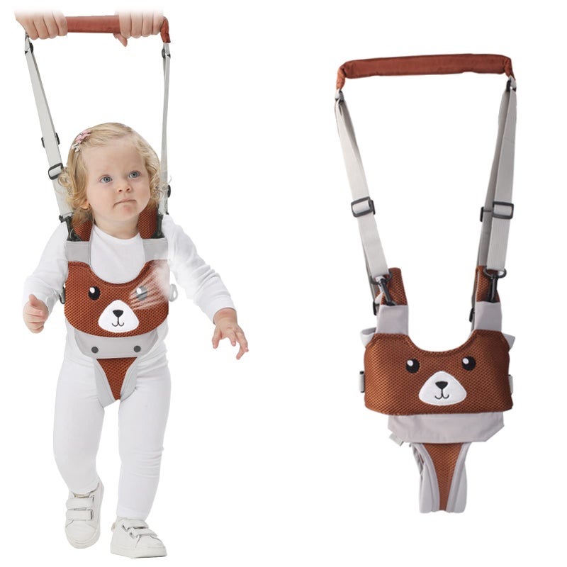 IULONEE Baby Walking Harness Breathable Handheld Kids Toddler Helper Assistant Adjustable Infant Walker Help Baby Walk Stand Up Child Learning Belt for 8-24 Month Old Babies Activity (Brown) - Image 1