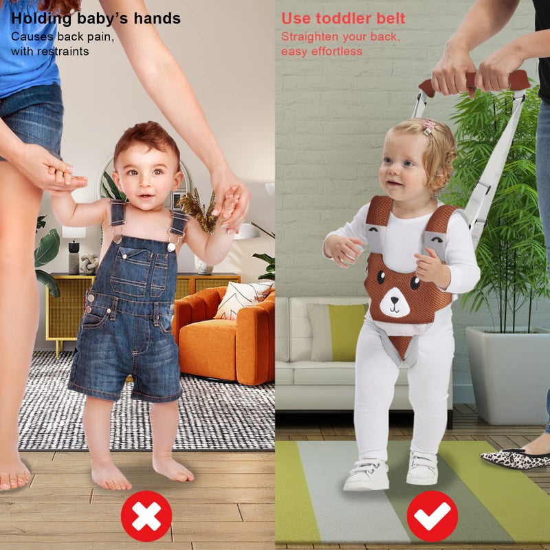 IULONEE Baby Walking Harness Breathable Handheld Kids Toddler Helper Assistant Adjustable Infant Walker Help Baby Walk Stand Up Child Learning Belt for 8-24 Month Old Babies Activity (Brown) - Image 5