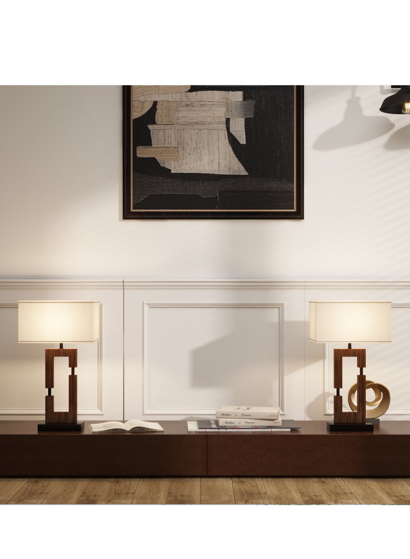 DREAMSIDEA Brown Table Lamps for Living Room Set of 2, Rustic Vintage Bedside Lamp for Bedroom Nightstand Entryway  - Image 3