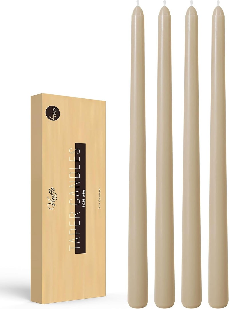 Viyffo Taper Candles, 12 Inch, 4 Pack, Nougat Brown – Unscented, Dripless & Smokeless Design, Up to 8 Hour Burn – Long Tall Taper Candlesticks for Wedding, Dinner & Home Decor - Image 1