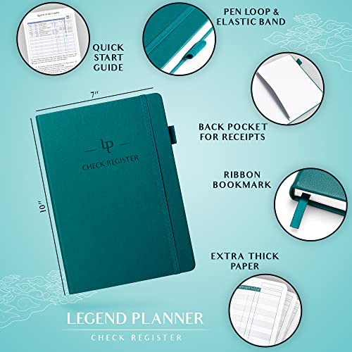 Legend Planner Check Register Book – Accounting Ledger Book for Small Business & Personal Use – Checkbook Register to Track Financial Transactions – Hardcover, 7x10″, 6300 Entries (Dark Teal) - Image 2