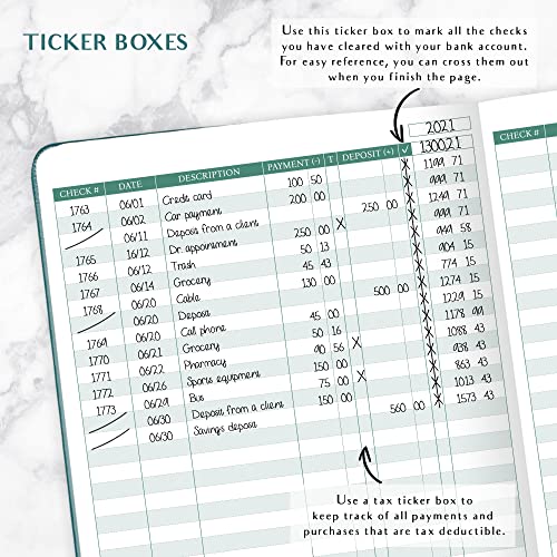 Legend Planner Check Register Book – Accounting Ledger Book for Small Business & Personal Use – Checkbook Register to Track Financial Transactions – Hardcover, 7x10″, 6300 Entries (Dark Teal) - Image 4