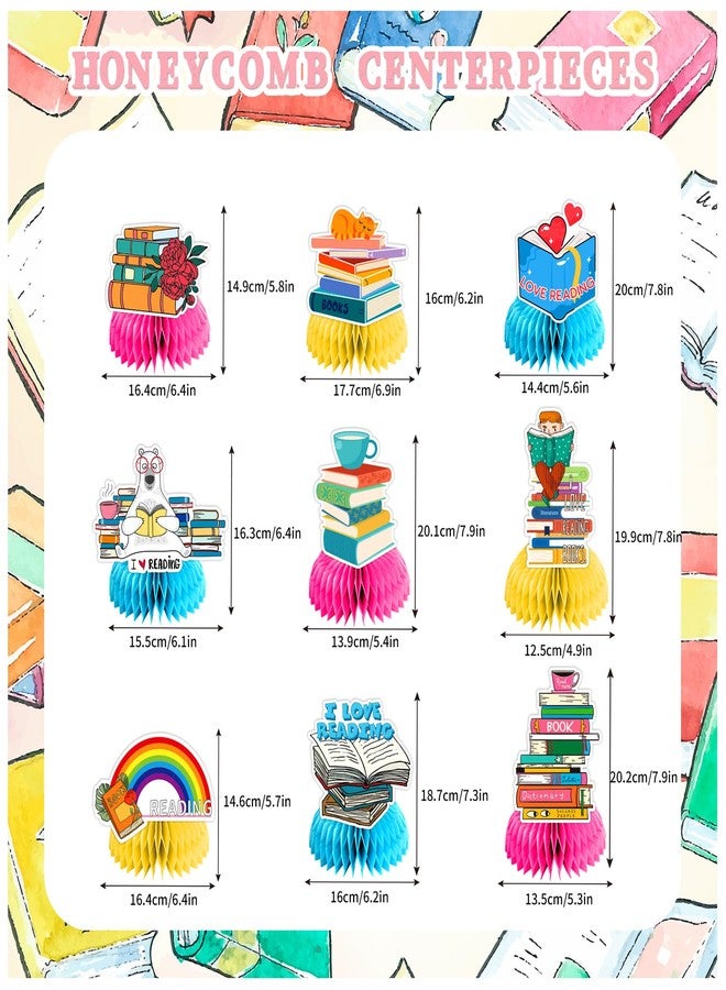 LHDUOFA 9 PCS Book Honeycomb Centerpieces Table Decorations Books Table Centerpieces for Books Party Supplies Reading Birthday Party Decorations Library Decorations - Image 3
