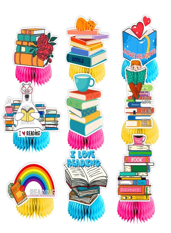 LHDUOFA 9 PCS Book Honeycomb Centerpieces Table Decorations Books Table Centerpieces for Books Party Supplies Reading Birthday Party Decorations Library Decorations - Image 1