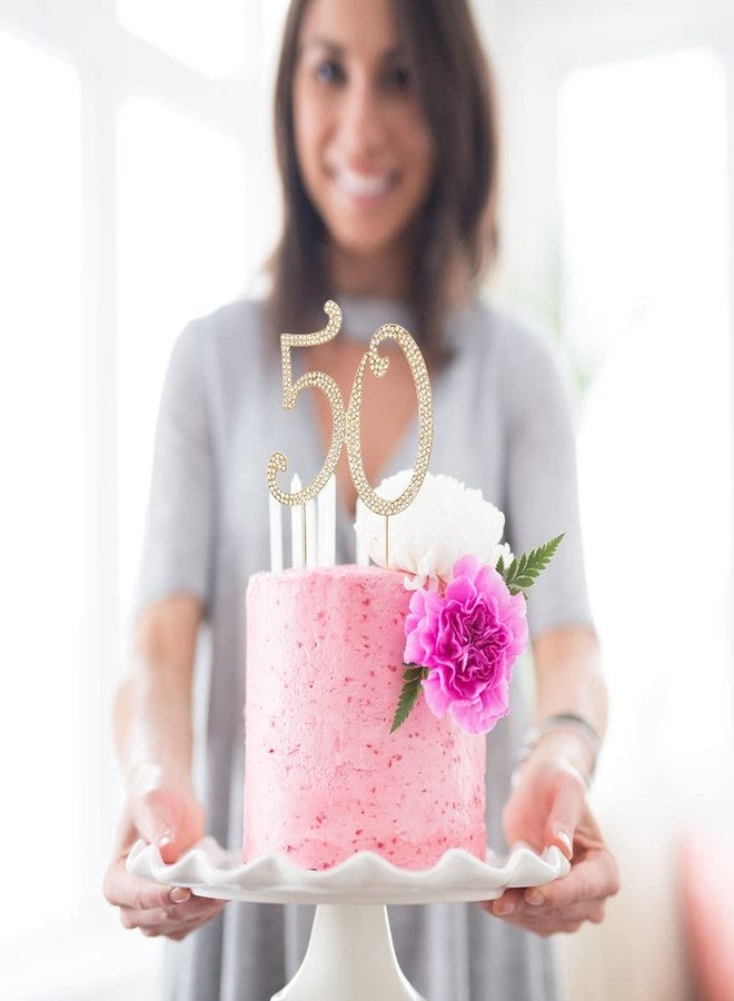 HOKPA 50th Rhinestones Cake Topper, Gold 50th Birthday Cake Decoration, Wedding Anniversary Party Decor Ideal Perfect Keepsake - Image 5