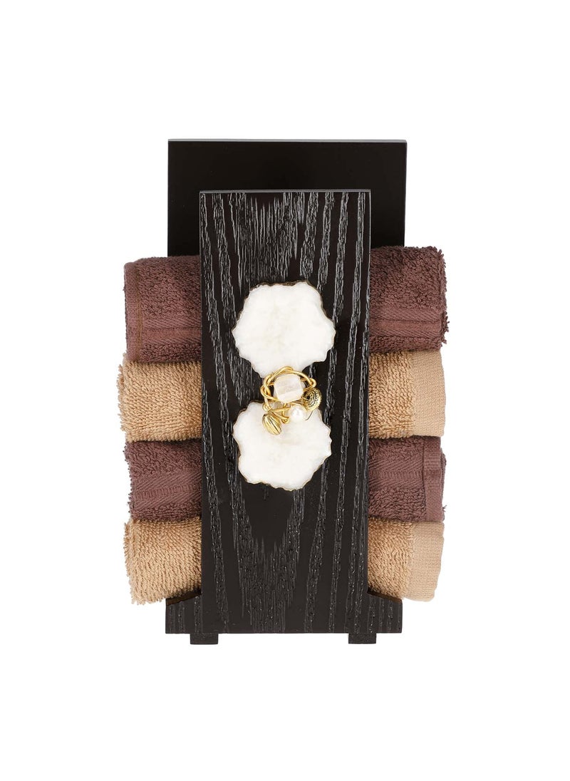 Cocktail - COCKTAIL Handcrafted Wooden Hand Towel Holder| Towel Stand for Bathroom| Napkin Holder for Washbasin| Towel Stand| Guests Towel Organizer Rack| Bathroom Accessories |Towel Rack Brown (M Agate) - Image 1