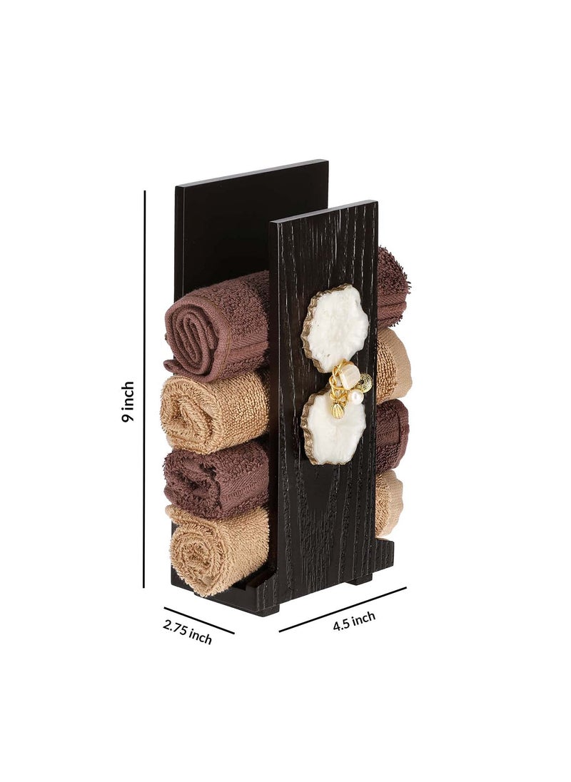 Cocktail - COCKTAIL Handcrafted Wooden Hand Towel Holder| Towel Stand for Bathroom| Napkin Holder for Washbasin| Towel Stand| Guests Towel Organizer Rack| Bathroom Accessories |Towel Rack Brown (M Agate) - Image 1