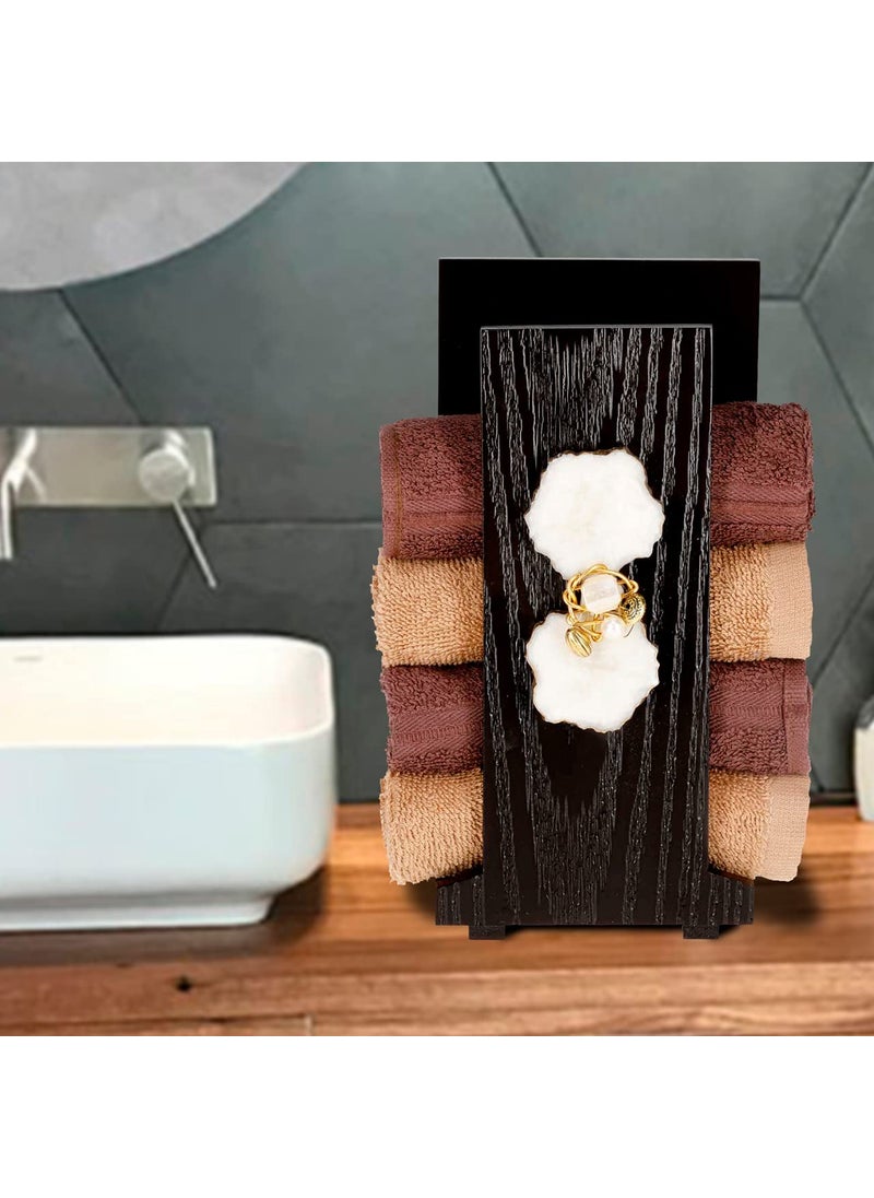 Cocktail - COCKTAIL Handcrafted Wooden Hand Towel Holder| Towel Stand for Bathroom| Napkin Holder for Washbasin| Towel Stand| Guests Towel Organizer Rack| Bathroom Accessories |Towel Rack Brown (M Agate) - Image 1