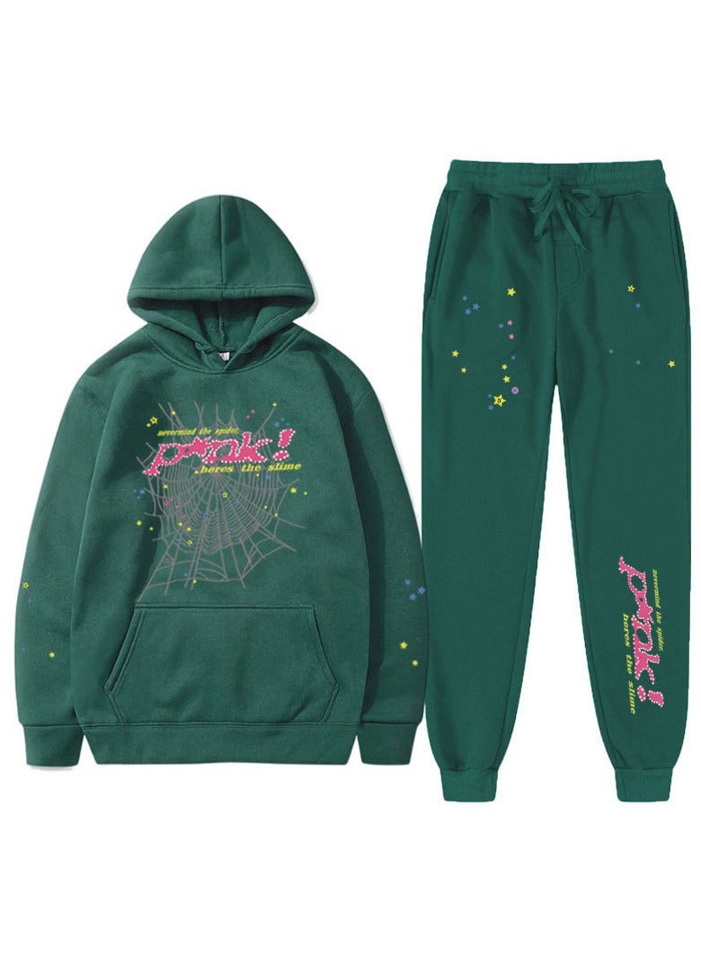 KUYING Letter Printed Couple Hoodie Men's And Women's Hooded Sweatshirt Set