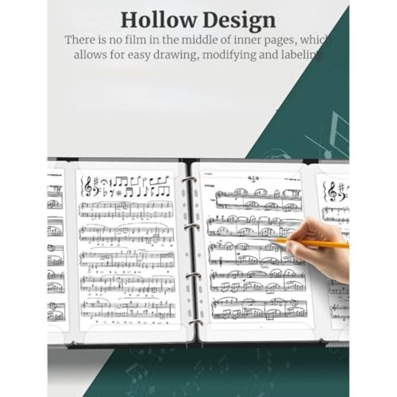 Sheet Music Folder, Piano Sheet Music 4 Page Expand, A4 Size Detachable Paper File Storage Holder for Choir Singer Stage Performance, Black - Image 4