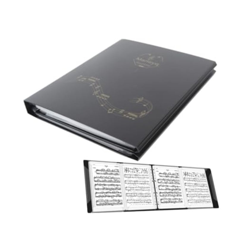 Sheet Music Folder, Piano Sheet Music 4 Page Expand, A4 Size Detachable Paper File Storage Holder for Choir Singer Stage Performance, Black - Image 1