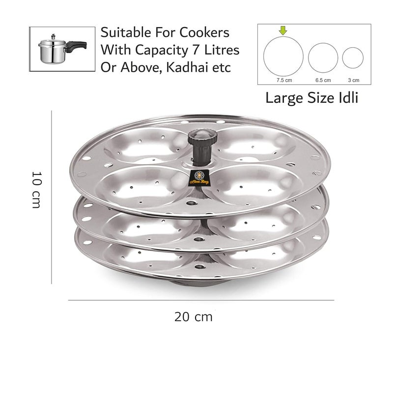 Eleven Rings 3 Plates Stainless Steel Heavy Quality Idli StandIdli Maker Makes 12 Large Size Idlis at Once - Image 5