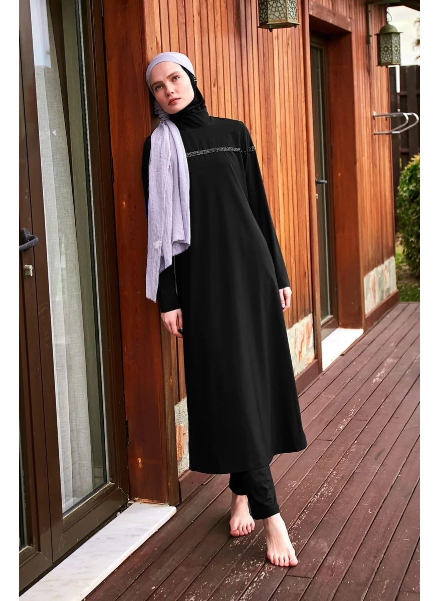 مارينا Parachute Black Fully Covered Hijab Swimsuit M2433