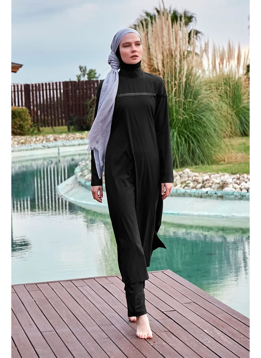 مارينا Parachute Black Fully Covered Hijab Swimsuit M2433