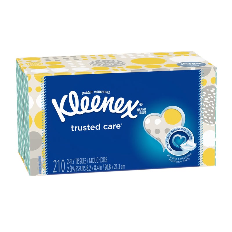 Kleenex Trusted Care Everyday Facial Tissues Flat Box 210 Count Pack of 1