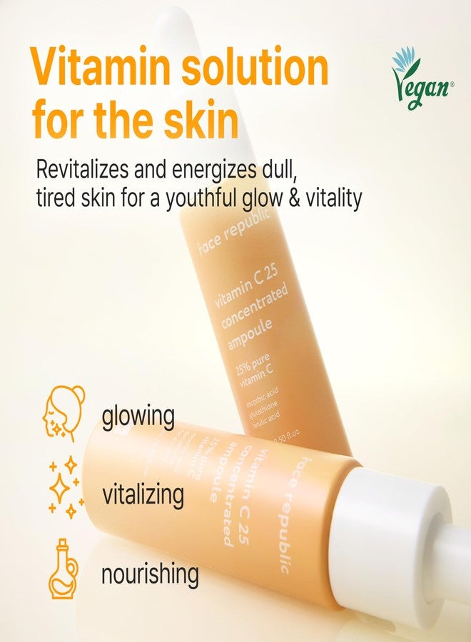 Face Republic Vitamin C 25 Concentrated Ampoule | 25% Ascorbic Acid, Glutathione, Antioxidants | No Irritation, Improve Skin Tone | Radiant Skin - Image 2