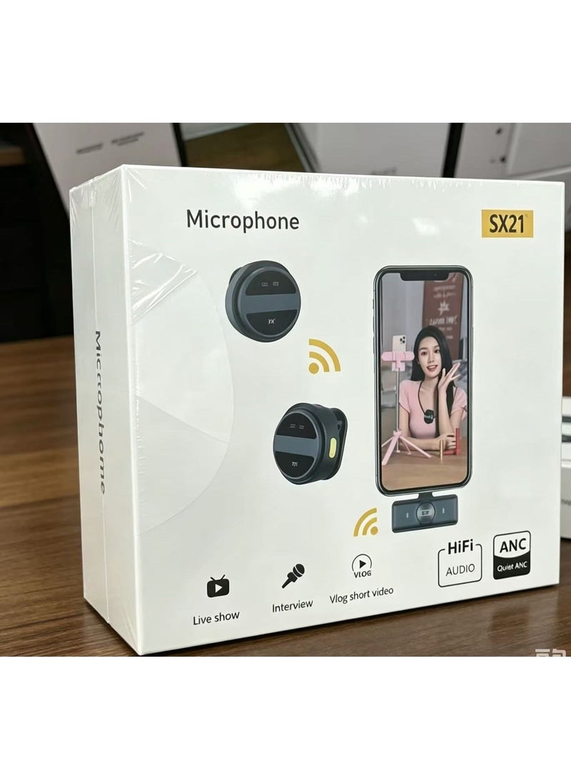 ميكروفون لاسلكي طية صدر SX21، مزدوج الإرسال، تقليل الضوضاء ANC، صوت HiFi، 2.4G - Image 3