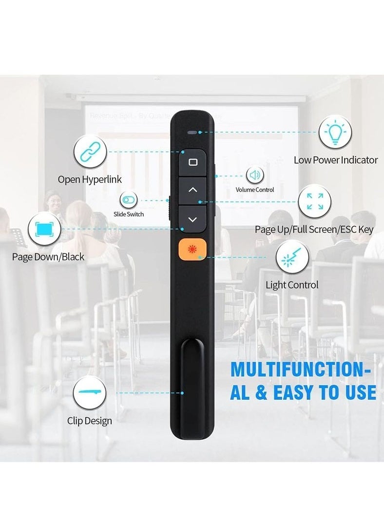 Muyixin Wireless Presentation Clicker 2.4GHz 100FT Wireless Range Type C & USB A 2 in 1 Laser Pointer Presenter Remote Volume Control PowerPoint Presentations for Cats/Mac/Office/Computer/PPT  - Image 2