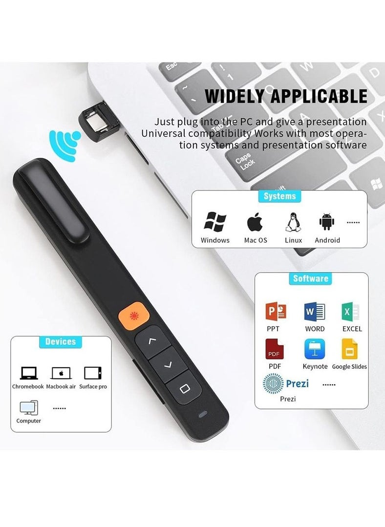 Muyixin Wireless Presentation Clicker 2.4GHz 100FT Wireless Range Type C & USB A 2 in 1 Laser Pointer Presenter Remote Volume Control PowerPoint Presentations for Cats/Mac/Office/Computer/PPT  - Image 3