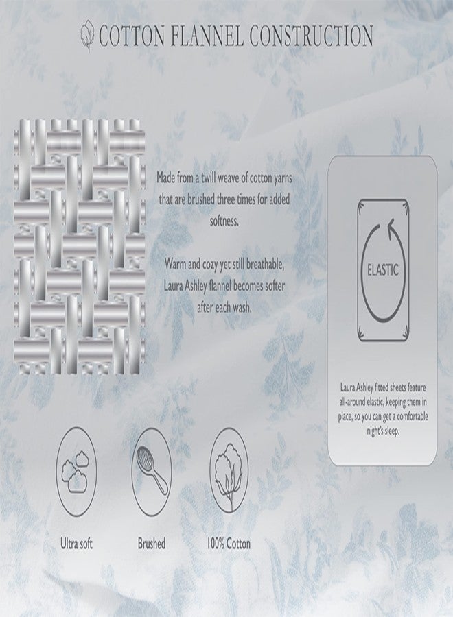 Laura Ashley - Flannel Sheets Queen Size, Anti-Pilling & Wrinkle Resistant Cotton, Touchably Soft for All-Season Comfort - Bed Sheets with Matching Pillowcases & Fitted Sheet (Cloud Grey) - Image 4