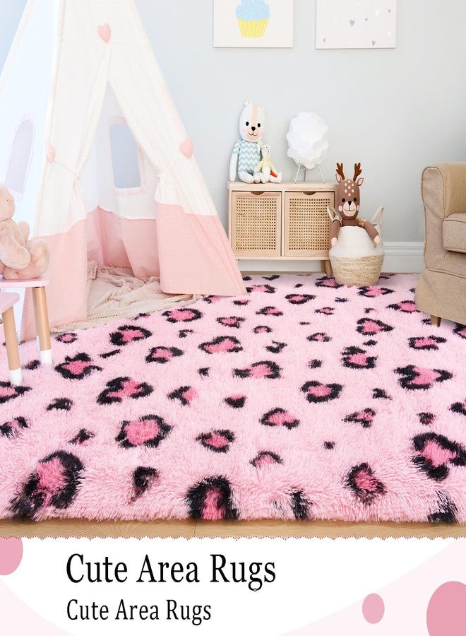 BENRON Soft Rugs for Girls Kids Bedroom 3x5, Fluffy Leopard Cheetah Print Rugs for Living Room Dorm Nursery Home Decor, Pink - Image 5