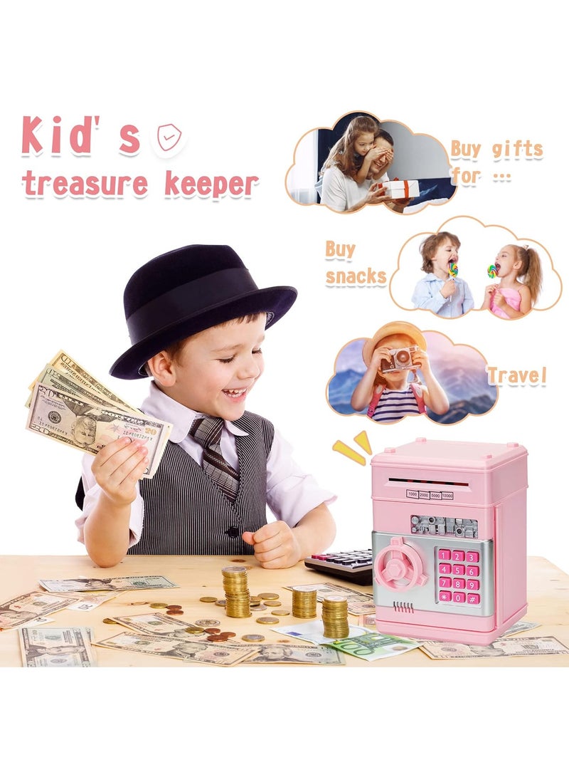 Piggy Bank Toys for 5 6 7 8 9 10 Year Old Girl Gifts, Money Saving Box for Teen Toys Age 6-8-10-12, Christmas Birthday Gifts, Stuff ATM Machine for Kids 5-7, Pink - Image 2
