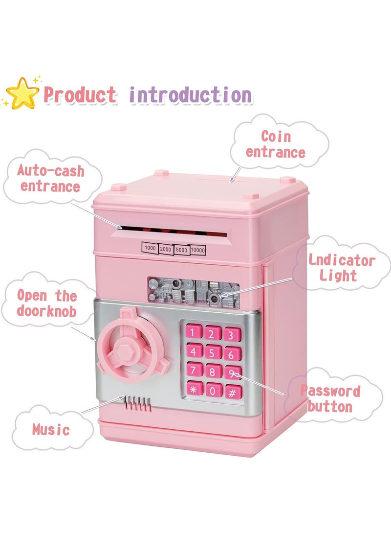 Piggy Bank Toys for 5 6 7 8 9 10 Year Old Girl Gifts, Money Saving Box for Teen Toys Age 6-8-10-12, Christmas Birthday Gifts, Stuff ATM Machine for Kids 5-7, Pink - Image 4