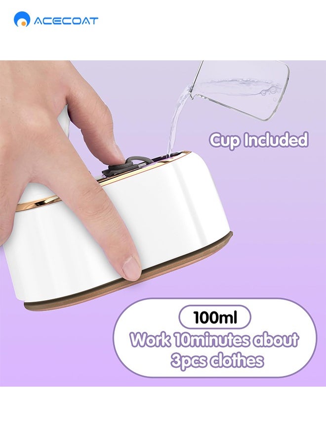 ACECOAT - Travel Steamer Iron for Clothes Mini - Portable Ironing Machine Travel Small Size Portable Steamer Travel College Dorm Home Essentials Steamer for Clothes(White) - Image 1