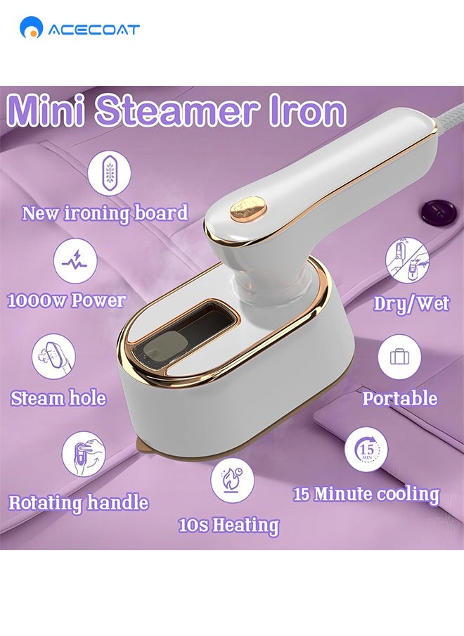 ACECOAT - Travel Steamer Iron for Clothes Mini - Portable Ironing Machine Travel Small Size Portable Steamer Travel College Dorm Home Essentials Steamer for Clothes(White) - Image 1