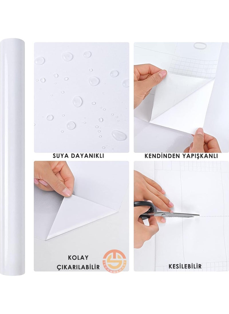 Technosmart 60CM×500CM Self-Adhesive Silvery White Wallpaper Kitchen Cabinet Table Covering  - Image 4