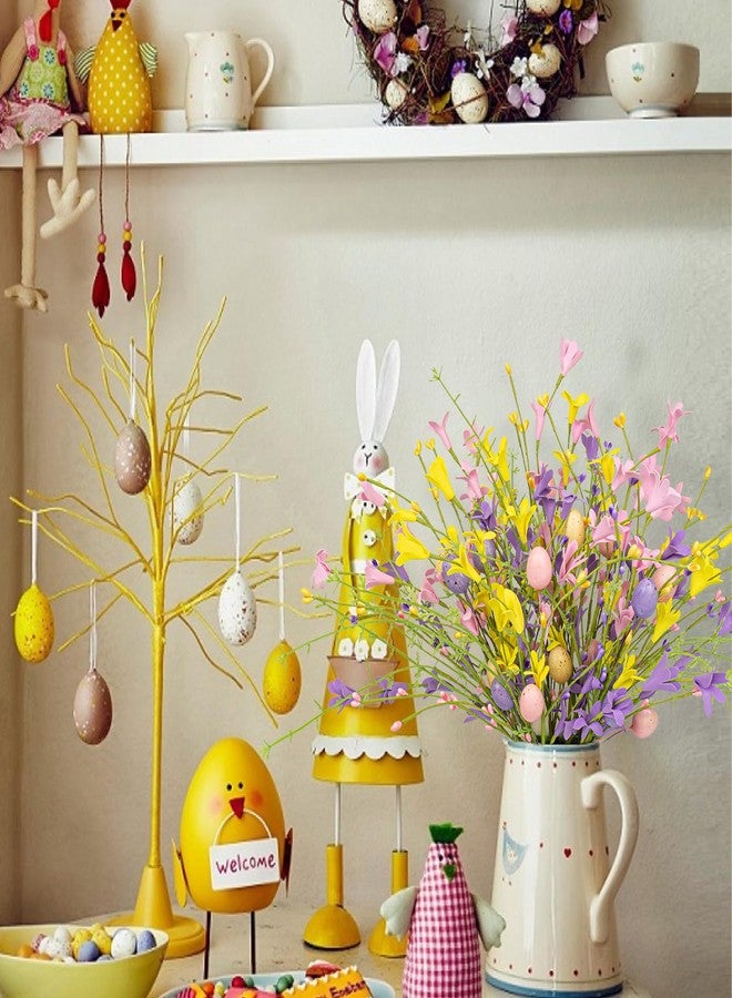 J'FLORU Easter Flower Decorations 12 Pack Easter Egg Picks Artificial Forsythia Flowers with Eggs for Floral Arrangements Table Centerpieces - Image 3