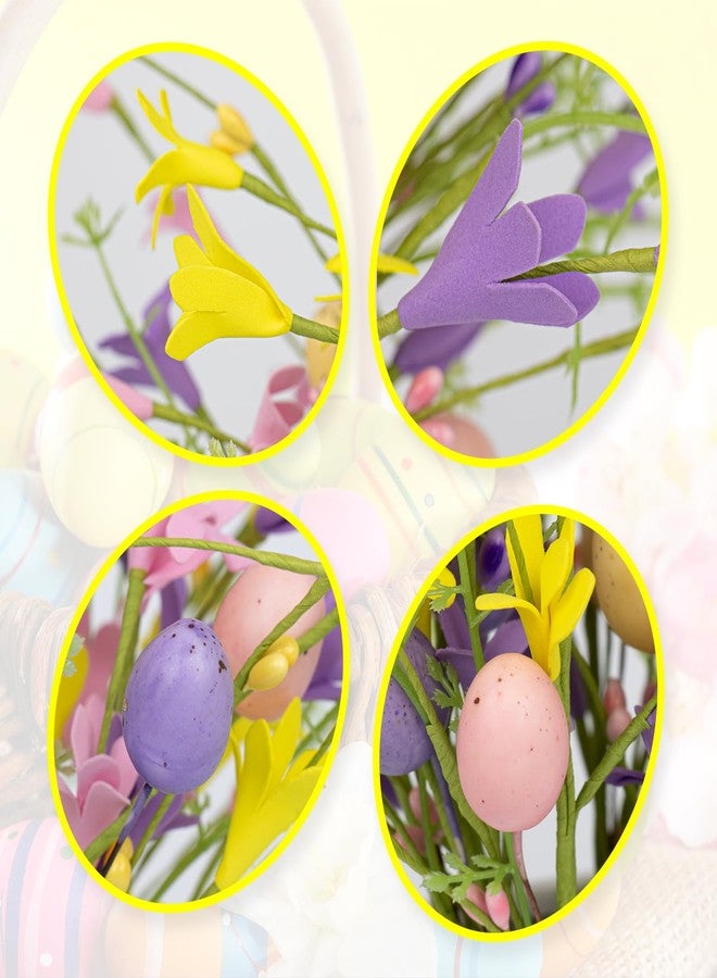 J'FLORU Easter Flower Decorations 12 Pack Easter Egg Picks Artificial Forsythia Flowers with Eggs for Floral Arrangements Table Centerpieces - Image 5