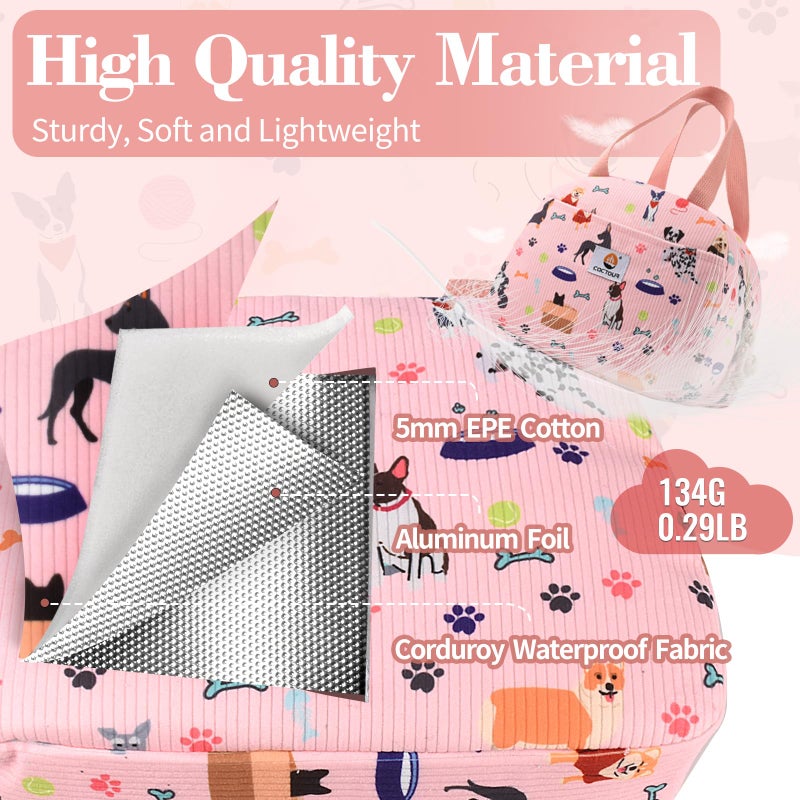CaCTOUR CaCTPUR Lunch Box for Women Girls Teens,Cute Lunch Box Cooler Bag, Portable Insulated Small Lunch Bag Women Reusable Corduroy Lunch Tote for Work/Travel/Picnic/School (Dog Pink,Small) - Image 3