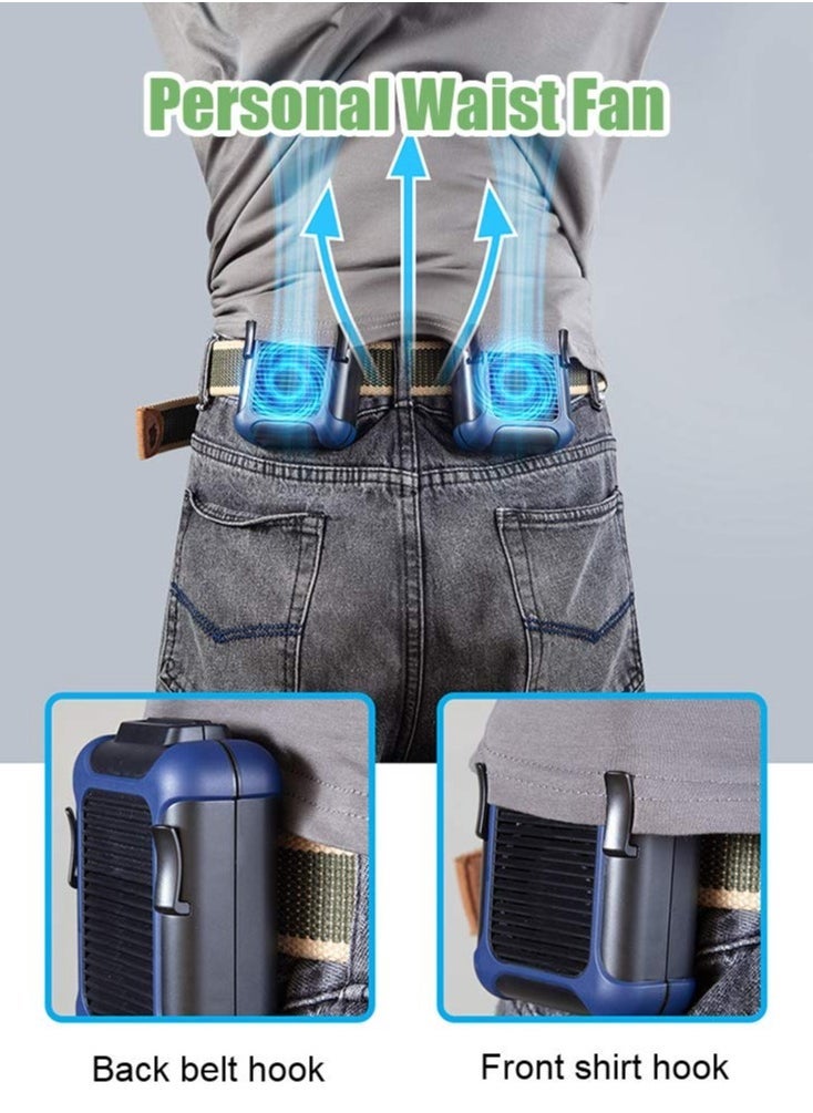 Loquat Necklace Fan,  Personal Belt Fan Clip On Waist Portable Cooling Fan u0026 USB Necklace Fan Adjustable Fan Suitable for Travel Outdoor Working Jobsite 7000RMP Strong Airflow/ 3 Speeds - Image 2