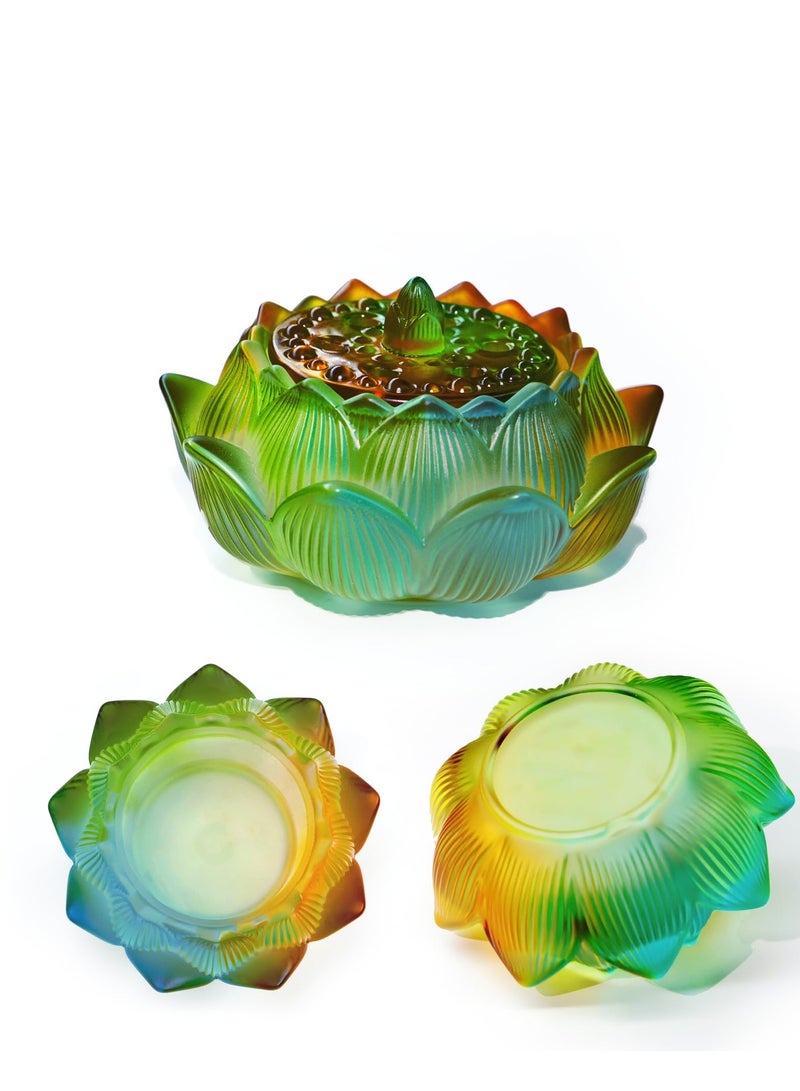 SOLARAE Incense Holder, Lotus Incense Holder, Coloured Glaze Incense Stick Holder, Incense Burner for Sticks, Morden Cone Incense Burner Holder Set, Aromatherapy Ornament, for Office Home Room Yoga - Image 1