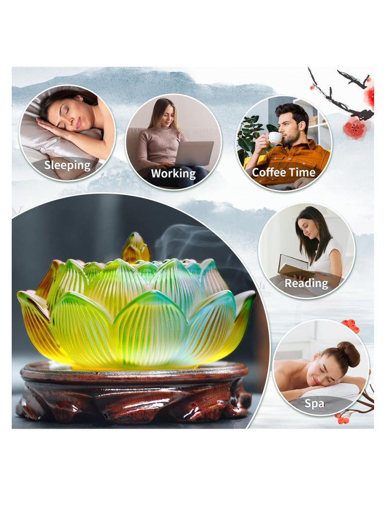 SOLARAE Incense Holder, Lotus Incense Holder, Coloured Glaze Incense Stick Holder, Incense Burner for Sticks, Morden Cone Incense Burner Holder Set, Aromatherapy Ornament, for Office Home Room Yoga - Image 3