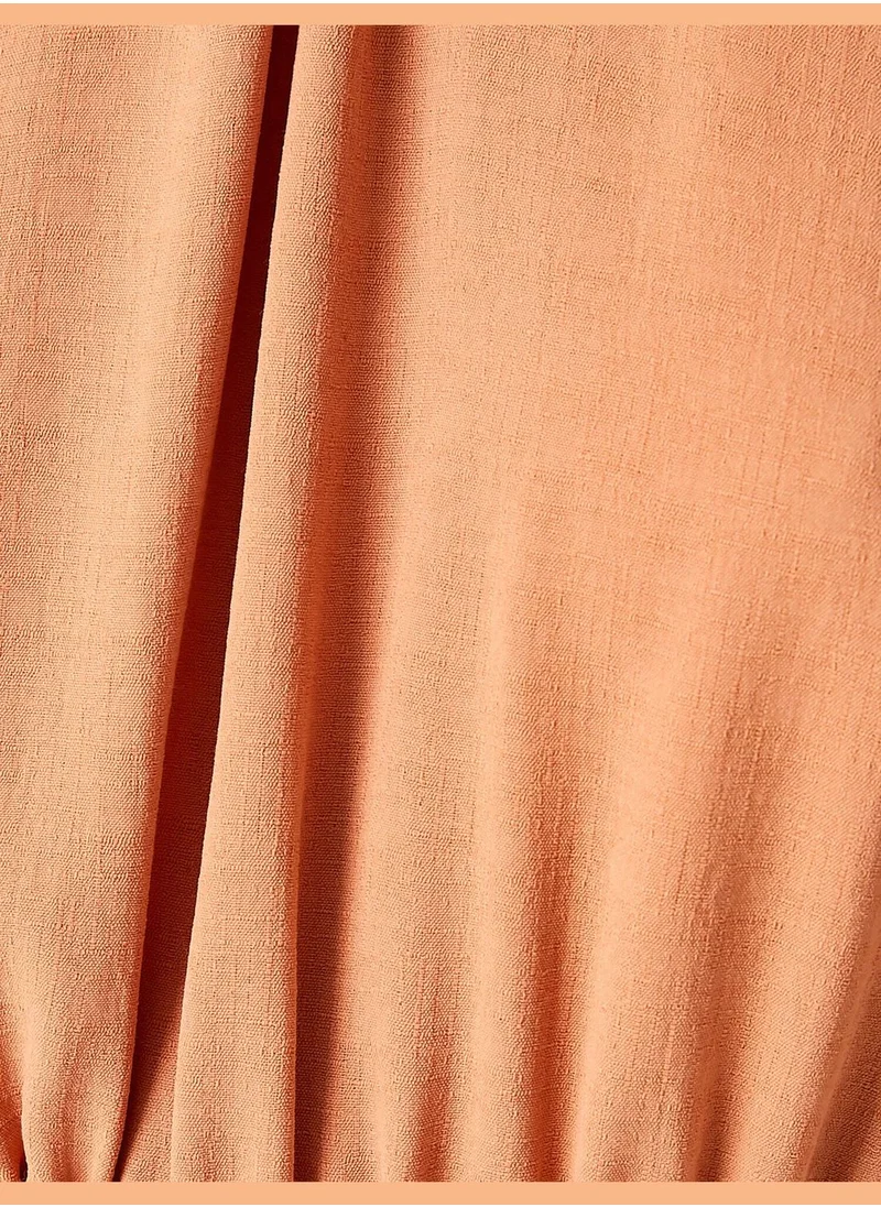 KOTON Shirred Neck Maxi Dress Tie Waist