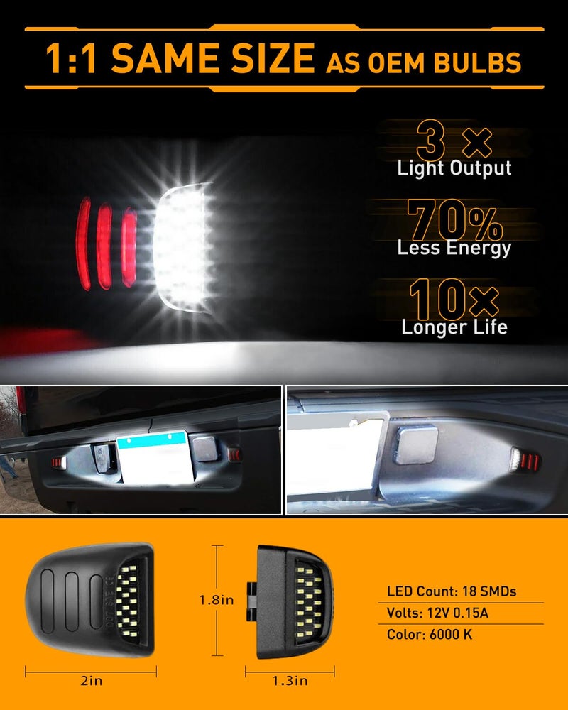 LESAUCE Red OLED Neon Tube LED License Plate Lights Tag Lights Assembly Replacement for Chevy Silverado GMC Sierra 1500 2500 3500 Tahoe Suburban Escalade Yukon XL, 2PCS - Image 3