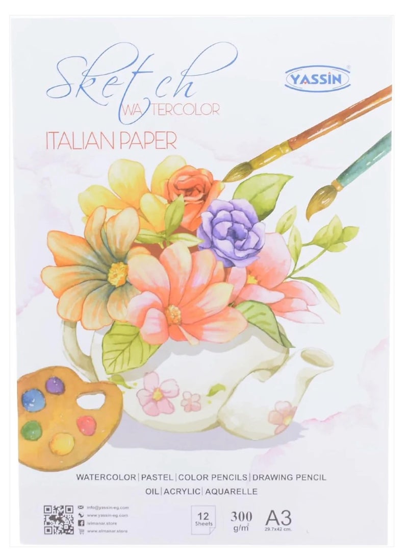 Yassin Sketchbook, A3, Wirebound, 300G - NO: 1283 - Image 1