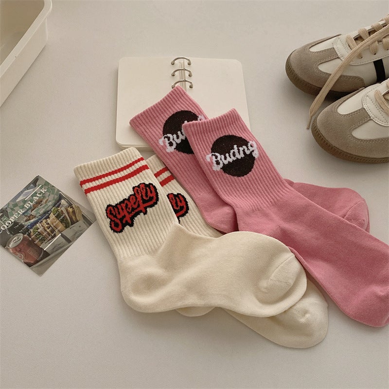 Trendy Brand 1976 Personality Striped Green Letter Pure Cotton Socks Men'S And Women'S Casual Trendy Sports Socks - Image 4