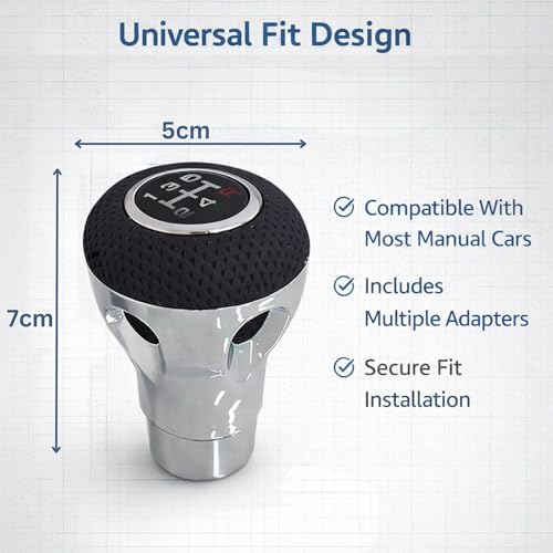 YOURKARTS.COM MO MO Gear Shift Knob with Universal Fit with Adapters Premium Car Gear Knob with Screws & Allen Key Installation Kit | Sporty Anti-Slip Grip Car Interior Accessories 2026 - Image 3