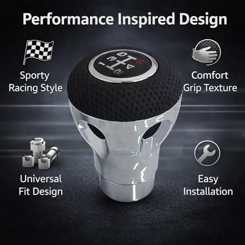 YOURKARTS.COM MO MO Gear Shift Knob with Universal Fit with Adapters Premium Car Gear Knob with Screws & Allen Key Installation Kit | Sporty Anti-Slip Grip Car Interior Accessories 2026 - Image 4